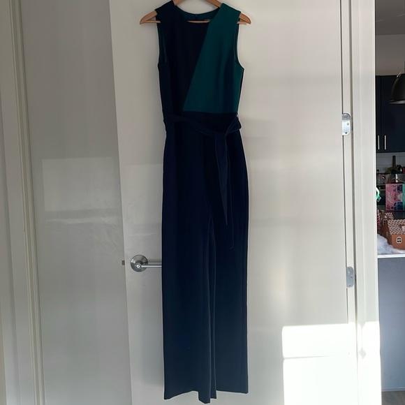 Vince Camuto blue and green colorblocked full length jumpsuit - Picture 2 of 6